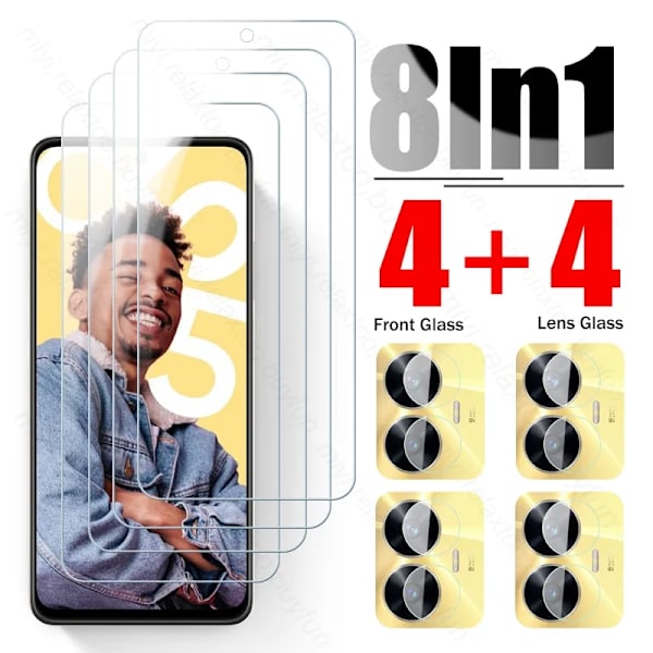 8 i 1 för Realme C55 4G Glass Kameraskyddsglas Relme Realmi C55 C 55 RMX3710 6.72\" Telefonskärmsskydd Härdat Glas
