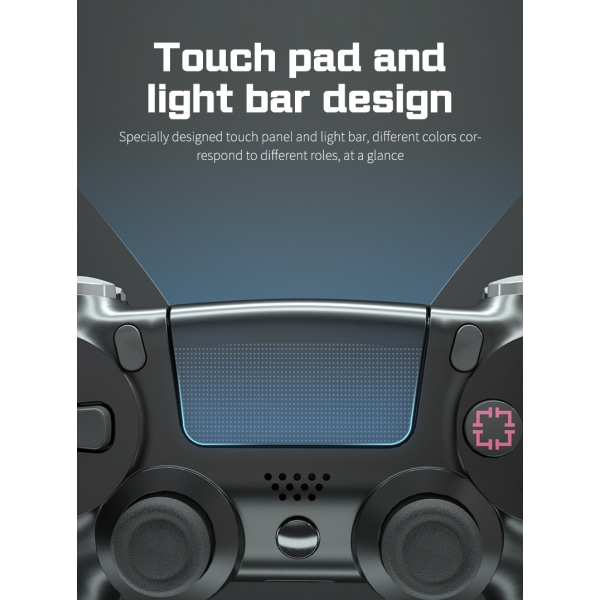 Trådløs Bluetooth 4.0 Vibrerende Gamepad med Lys til PS4 Black