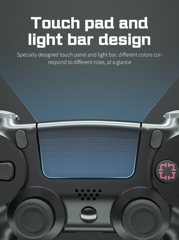 Trådløs Bluetooth 4.0 vibrerende spillkontroller med lys til PS4 Blue