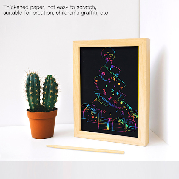 DIY Fargerik Skrapepapir Sett Graffiti Kunst Tegnebok for Skrape Tegninger Barn LekerGave