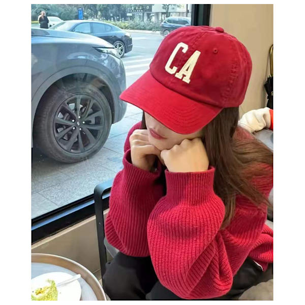 Hat, Baseball Cap, Bomuldsvask, CA Bogstav, Blød Top, Versati Red