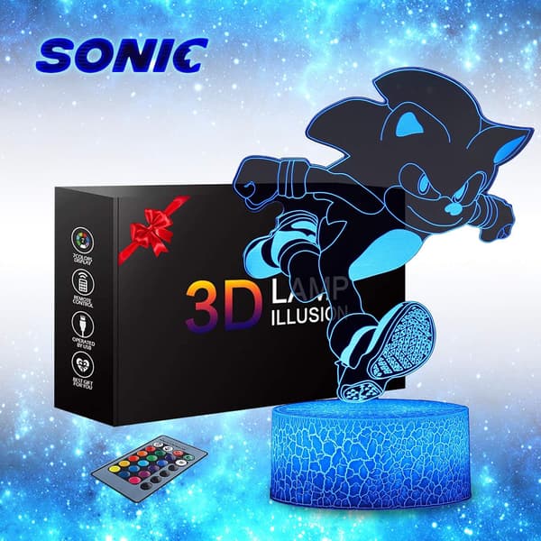 Sonic The Hedgehog 3D Natlampe, Sonic Legetøj Anime Lampe 16