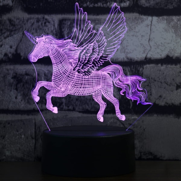 Unicorn Night Light för barn, 3D Illusion Födelsedagspresentlampa