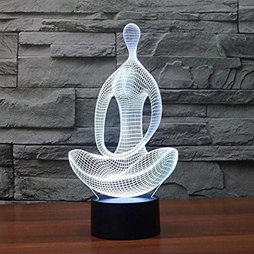 LED 3D Lampe, 3D Optisk Illusions Skrivebordslampe 7 Farveskift U