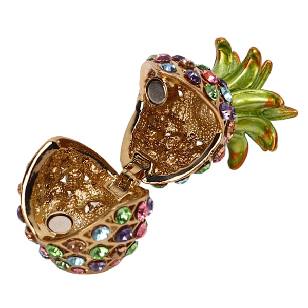 Ananas Trinket Box Mini Storlek Rhinestone Legering Livfulla Färger Bred Applikation Bejeweled Box för Smycken Toalettbord