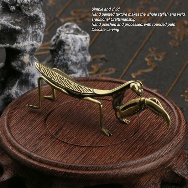 Kobber Bedende Mantis Ornament Antik Mikro Utskåret Liten Mantis Figur Statuett Dekorasjon