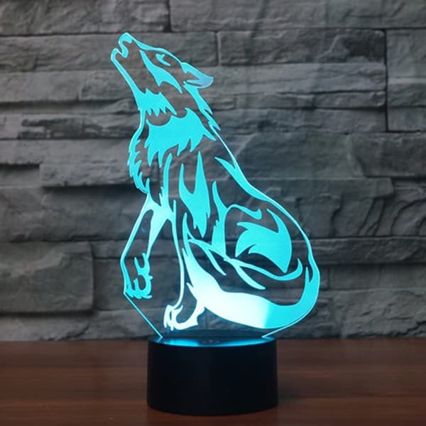 3D Ulv Natlampe Optisk Illusion Dyr Natlampe