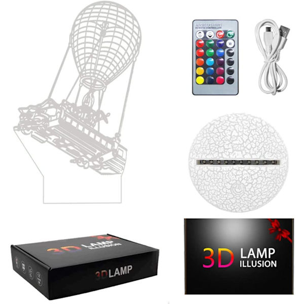 3D LED nattljus illusion lampa RGB färgförändring med 16