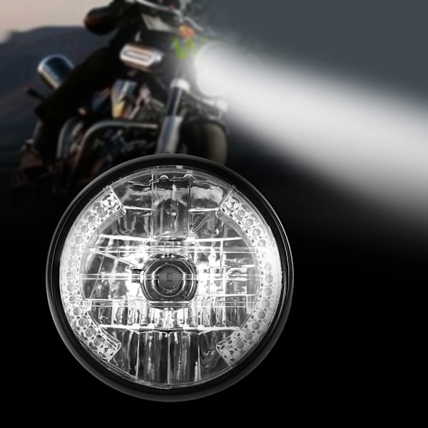 DC 12V Retro Stil Motorcykel Framlykta med LED Blinkers