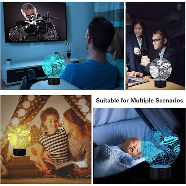 Universets Rom Nattlys Galakse Lampe, Solsystem 3D Natt