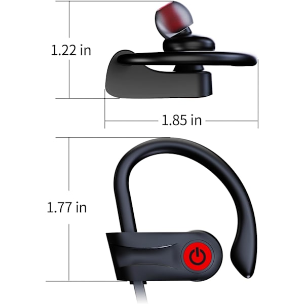 Bluetooth-kuulokkeet, langattomat nappikuulokkeet 16 tunnin toistoajalla Bluetooth 5.3 Langattomat kuulokkeet HD Deep Bass Stereo Sound Isolation IPX7 Vedenpitävä E Black