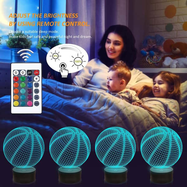 Basketball 3D Natlampe Fødselsdagsgave Lampe, Lysende Basket