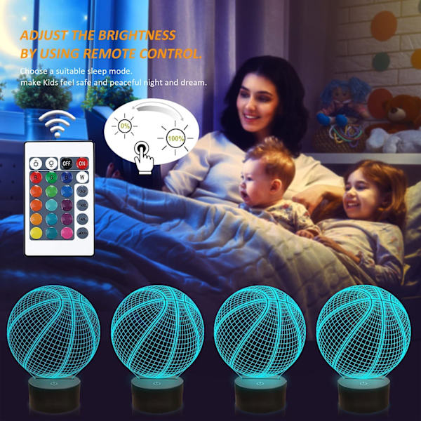 Basketball 3D Nattlys Bursdagsgave Lampe, Lysende Basket