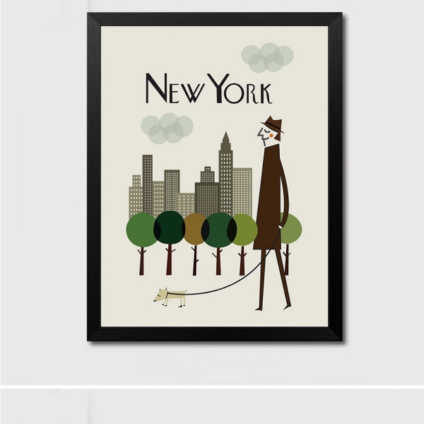 Minimalistiskt stadslandskap 4 väggkonst Canvas Print affisch, Simple Fashion Watercolo