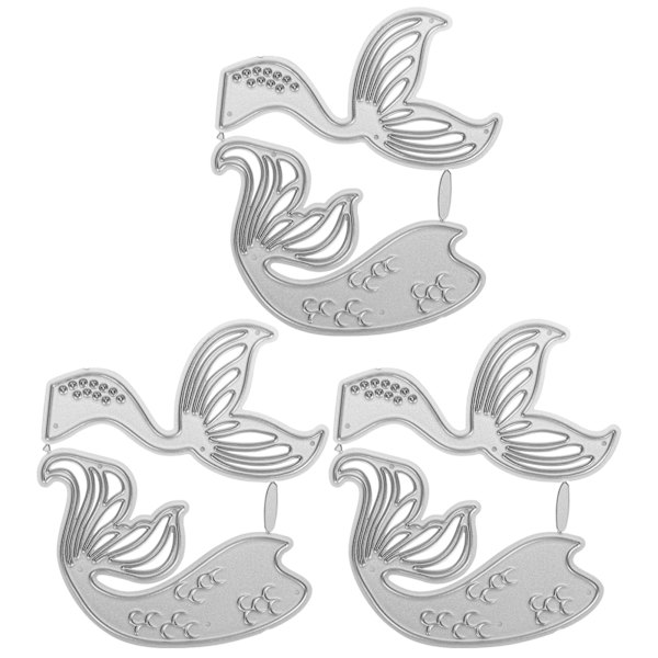 3 stk. kunstig havfruehale ramme metal skæredør til DIY scrapbooking håndværk