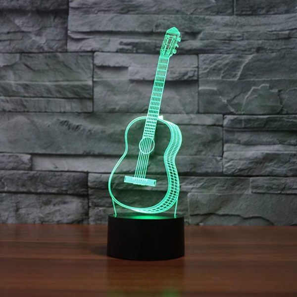 Guitar 3D Model Visuel Optisk Illusion 7 Farveskift Touch
