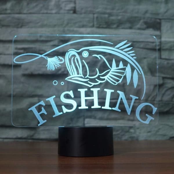 3D Fisk Dyr Nattlys Bord Skrivebord Optisk Illusjon Lamper
