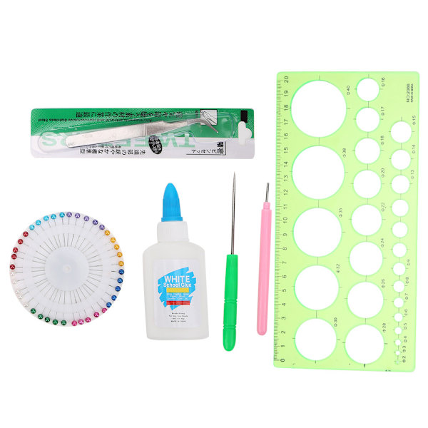 Papper Quilling Verktyg Nybörjarset Quilling Penna Pärlnålar Vitt Lim Linjal DIY Pappershantverk