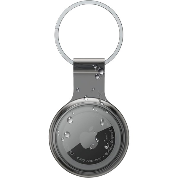 Airtag-kotelo avaimenperällä, Airtag-pidike yhteensopiva Apple AirTagien kanssa, vedenpitävä ja pölytiivis ja törmäyssuojattu Airtag-kuori monivärisellä läpinäkyvällä 1 Black