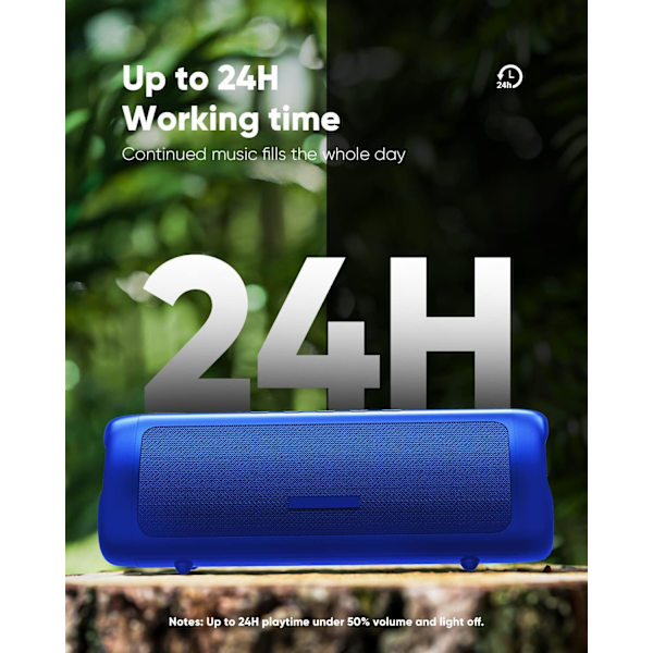 Bluetooth-högtalare med HD-ljud, bärbar trådlös, IPX5 vattentät, upp till 24 timmars uppspelningstid, TWS-parkoppling, BT5.3, elektroniska prylar, födelsedagspresent Blue