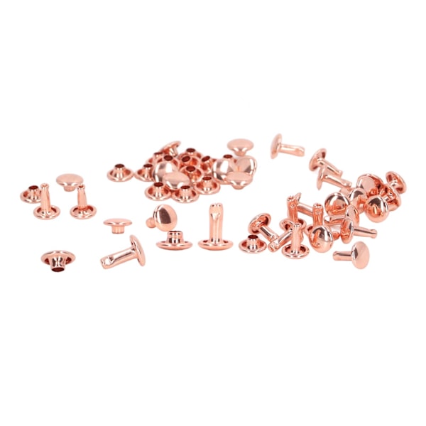 100 set dubbelsidiga nitar 7x8mm järnläder nitar DIY runda nitar för kläder väskor skobox roséguld