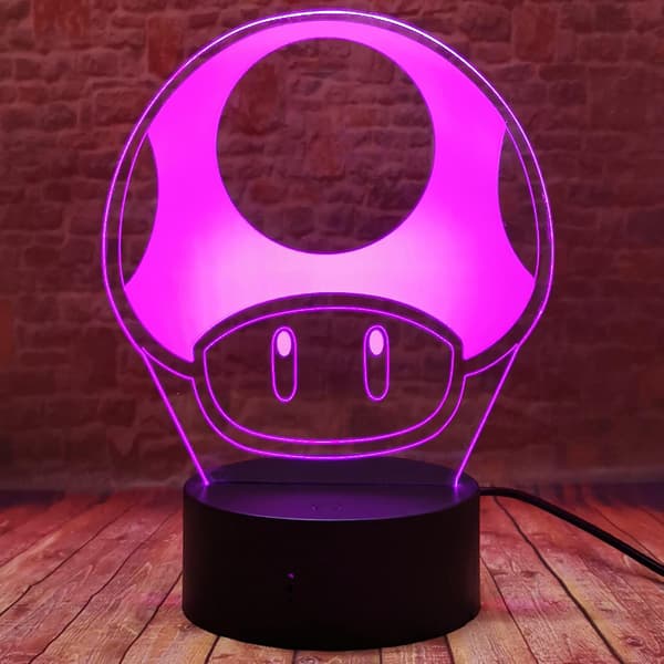 Söt Super Game Toad 1 Up Mushroom Bordslampa - Smart 7 Colo