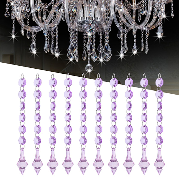 10 stk akryl anheng 15 cm lysdekorasjon for lysekroner skudd vindu juletre Purple
