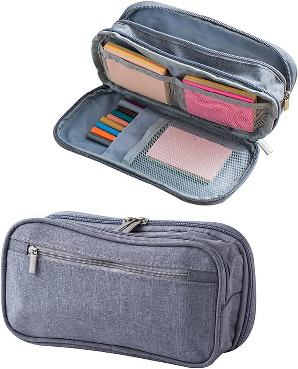 Stor Kapasitet Canvas Penal 3 Rom Bag Multifunksjonell Gray