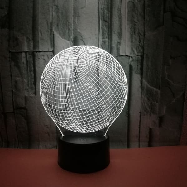 Basketball Natlampe, 3D Illusion LED Lampe, 7 Farver Dæmpbar