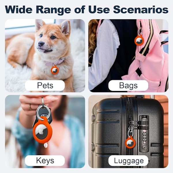Airtag-pidike Air Tag -kotelo avaimenperällä, naarmuuntumaton Airtags-avainperä Apple Air Tagseille, Airtag-tarvikkeet GPS-esineiden paikannuslaitteelle, oranssi Orange
