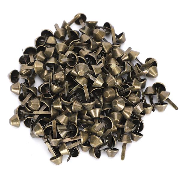 200 st platta fötter nitar antik mässing DIY läder bagage handväskor hantverkstillbehör 12mm
