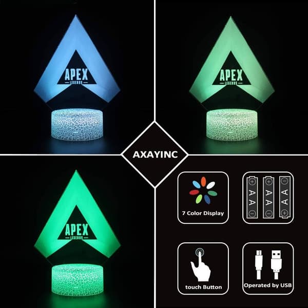 3D Natlampe LED Illusion Skrivebordslampe 7 Farveskift