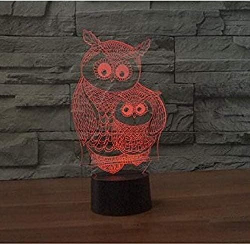 Kreativ 3D Ugle Nattlys USB Strøm Fjernkontroll Berøring S