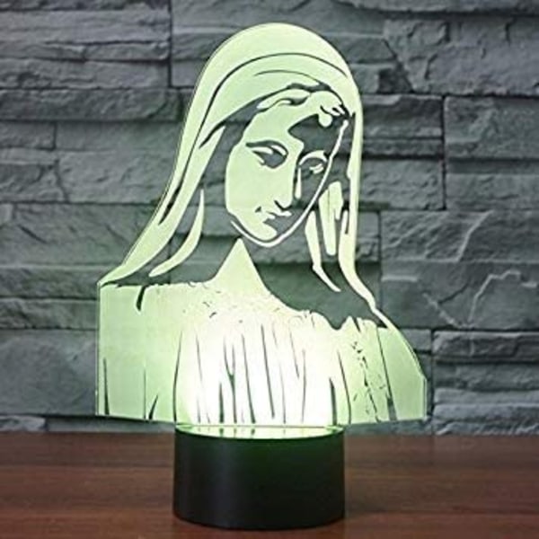 3D Nattlampa Jungfru Maria Illusion Nattlampa 7 Färger