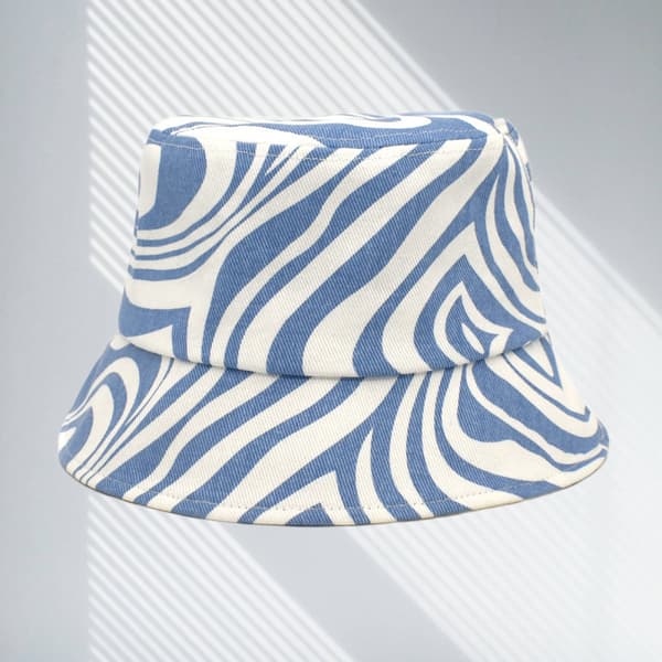 Randig Bucket Hat med tryck, trendig mönstrad Bucket Hat A