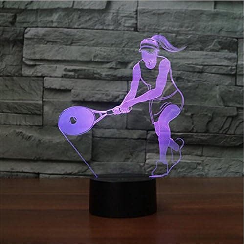 3D Tennis Natlampe Touch Switch 7 Farveskift LED Bordlampe