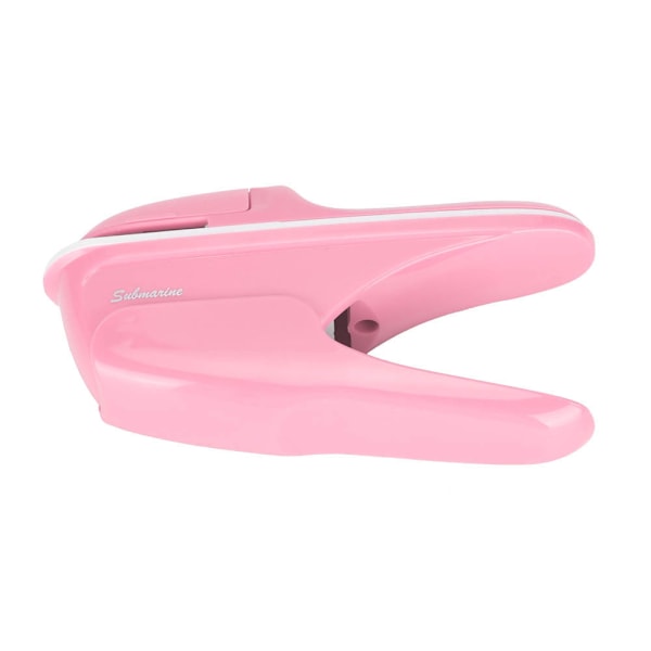 ABS Häftklammerfri Häftapparat Bokpapper Häftklammerfri Häftapparat Bindande Handverktyg (Rosa)