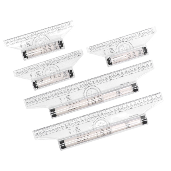 5 stk. Målervals 15cm 30cm Klar Skala Transparent Letvægts Parallel Vals Lineal med Formler til Arbejde