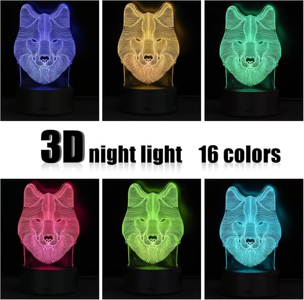 3D Illusjonsnattlampe for barn 3D LED-lamper Berøring og fjernkontroll