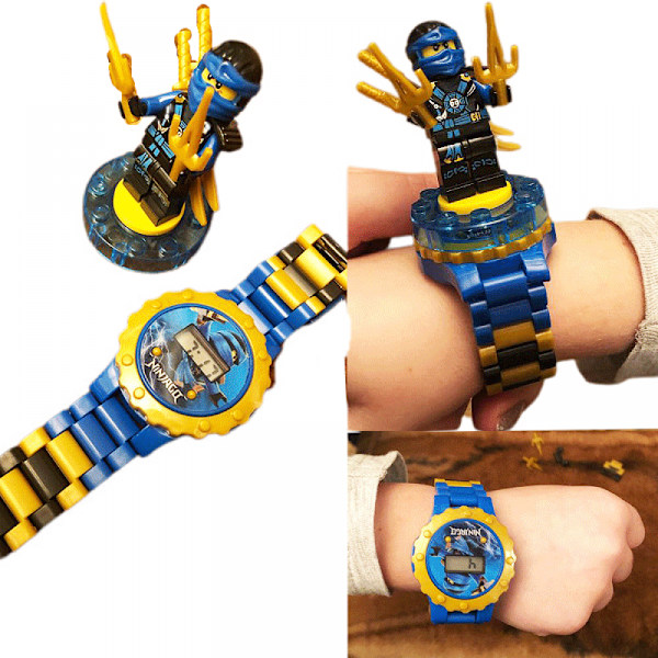 Rotary ur, velegnet til drenge og børn i alderen 6-10 år til at samle uddannelsesmæssige byggeklodser minifigur legetøj, fødselsdagsgaver til børn