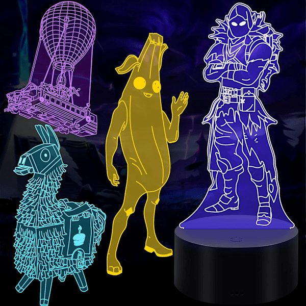 3D-illusionsspelserie nattlampa - 4 mönster, 16 färger, fjärrkontroll & smart touch, jul- och födelsedagspresenter för barn/pojkar
