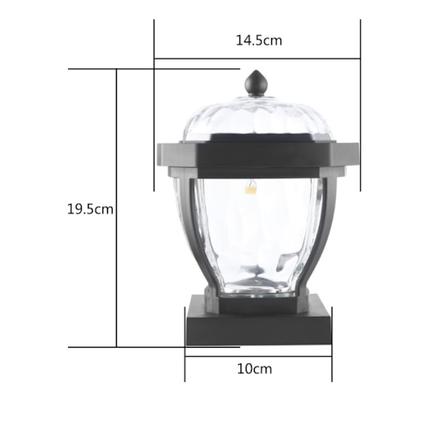 2LEDs Solcellslampor Utomhus Trädgård Vattentät Solcellsstaketlampor LED Stolpehattlampor för Stolpe, Däck, Uteplats, Staket, Pelare, Trottoar (Varm Färg).
