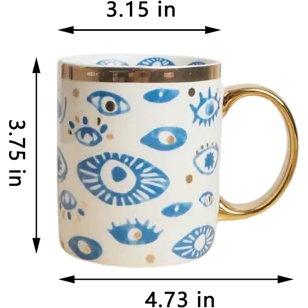Ondt Øje Keramik Kaffekrus 385 ml Perfekt til Cappuccino Latte Te Øl Varme og kolde drikke, Kaffekopper til hjem og kontor, Opvask Eyes