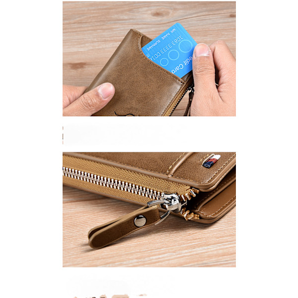 Plånböcker Herr Läder RFID-blockerande Slim Plånbok med 10 Kreditkort, 2 Sedlar Fack, ID-fönster & Myntficka Minimalistisk Plånbok-svart