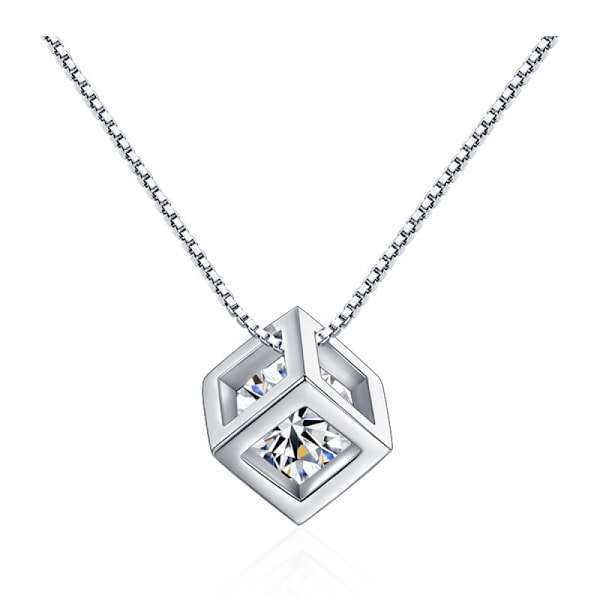 Svart Blå Sterling Silver Rubiks Kub Halsband Kvinnlig Simp