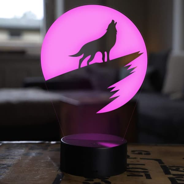 3D Ulvehund Natlampe Illusion Natlampe 7 Farver Ch