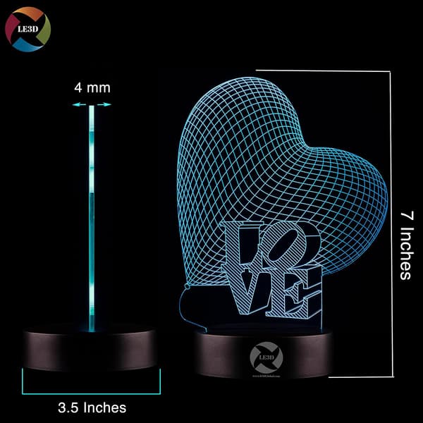 3D Optisk Illusjon Nattlys - 7 LED Fargeskiftende Lampe