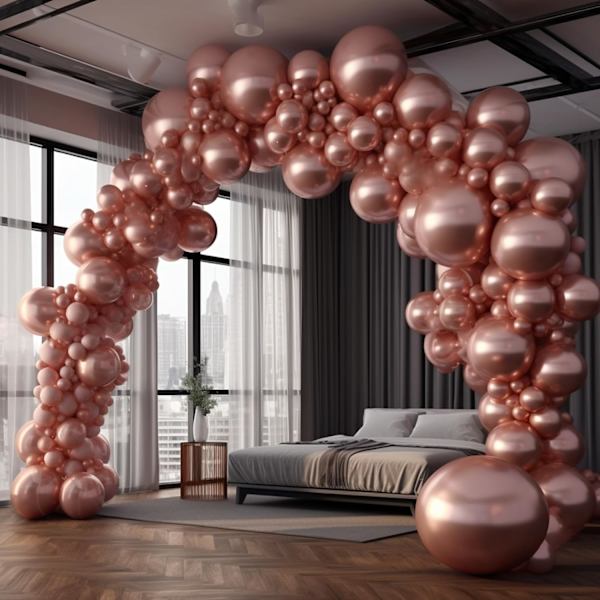 130 stk. metalliske rosaguldballoner i forskellige størrelser 18\" 12\" 10\" 5\" ballonbue guirlande sæt perfekt til fødselsdag, dimission, babyshower, bryllup, Pa Metallic Rose Gold