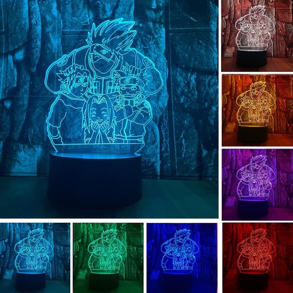 Japansk Anime Figur 3D LED Optisk Illusion Deko