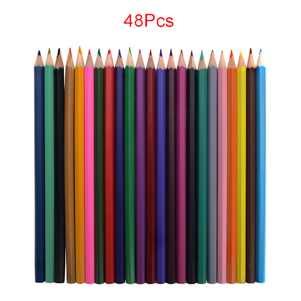 48 stk fargeblyanter i tre, 24 farger, tegnepenner, kunstnerutstyr, skolemateriell